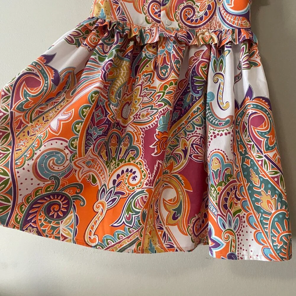 Handmade Children's Multicolour Cotton Poly Sleeveless Triangle Cut Out Dress - Picture 14 of 15